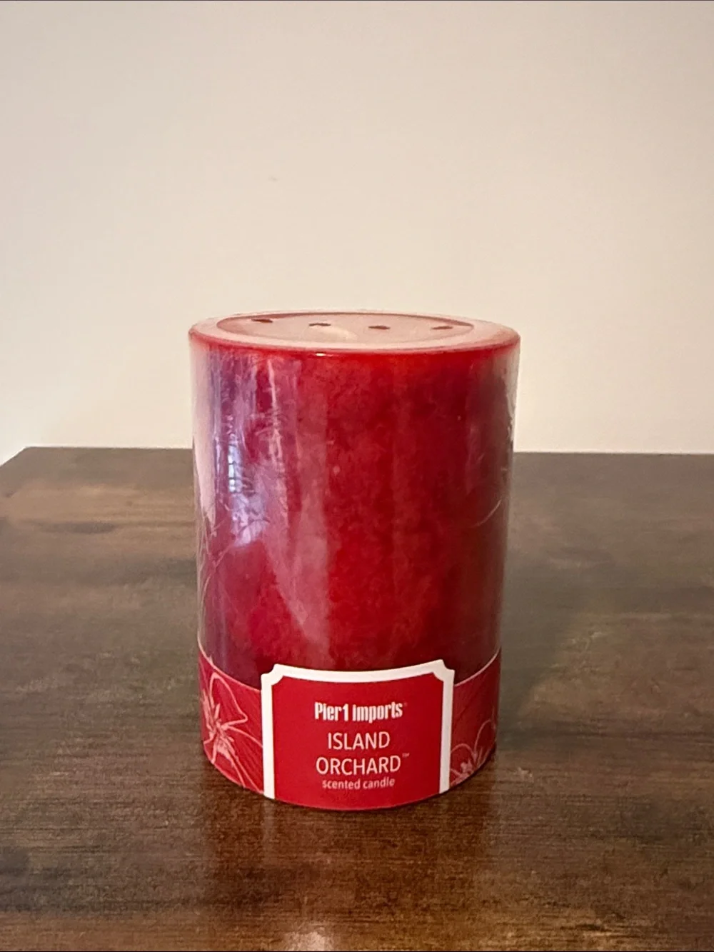 PIER 1 Island Orchard 3x4” Pillar Red Candle NWT New